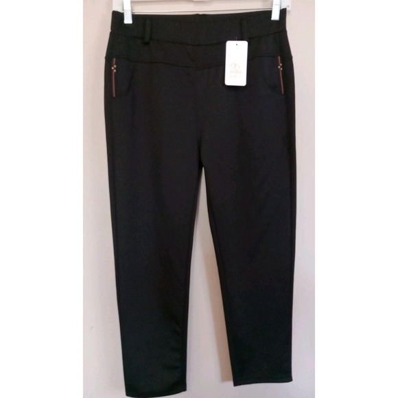 Sasa Fashions Black Pull On Pocket Design Stretch Dress Legging pants Size L - Picture 1 of 8